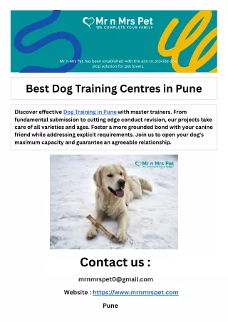 Best Dog Training Centres in Pune
