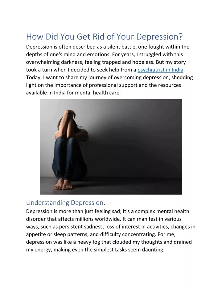 how did you get rid of your depression depression