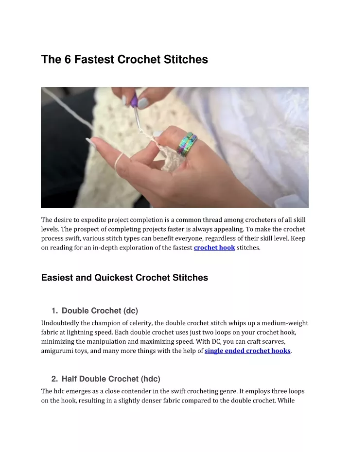 the 6 fastest crochet stitches