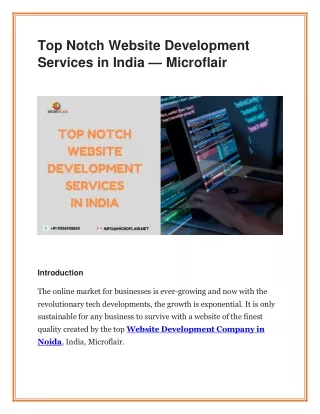 Top Notch Website Development Services in India - Microflair