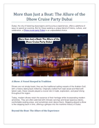 More than Just a Boat The Allure of the Dhow Cruise Party Dubai