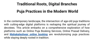 Traditional Roots, Digital Branches  Puja Practices in the Modern World