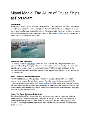 Miami Magic_ The Allure of Cruise Ships at Port Miami