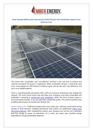 Commercial Solar Panels | A Profitable Investment in the UK | Ember Energy