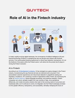 Role of AI in the Fintech industry