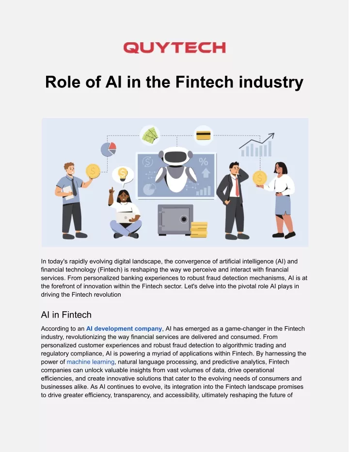 role of ai in the fintech industry
