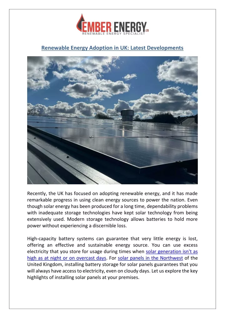 renewable energy adoption in uk latest