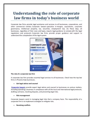 Understanding the role of corporate law firms in today’s business world