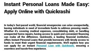 Instant Personal Loans Made Easy_ Apply Online with Quickrashi