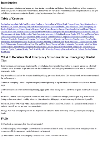What to Do When Dental Emergencies Strike: Emergency Dentist Tips