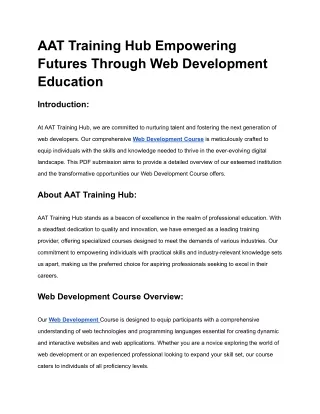 AAT Training Hub Empowering Futures Through Web Development Education
