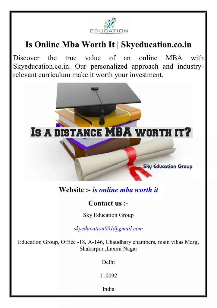 is online mba worth it skyeducation co in
