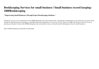 Bookkeeping Services for small business | Small business record keeping- 1800Boo