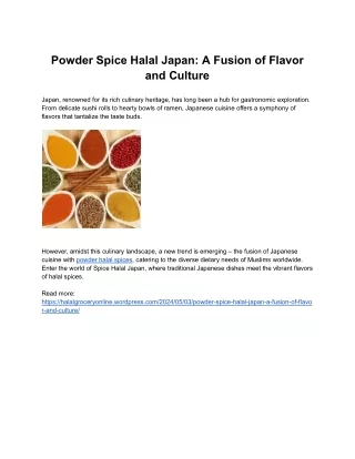 Powder Spice Halal Japan_ A Fusion of Flavor and Culture