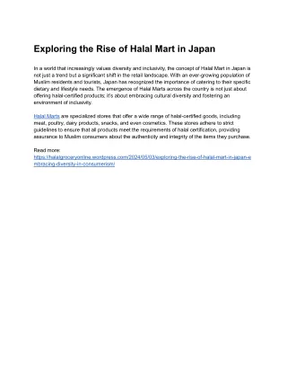 Exploring the Rise of Halal Mart in Japan