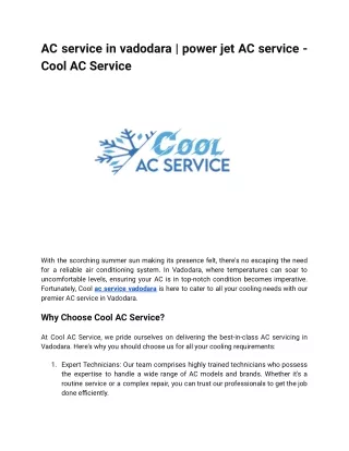 AC service in vadodara _ power jet AC service - Cool AC Service