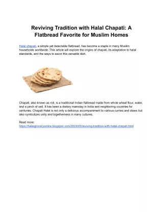 Reviving Tradition with Halal Chapati_ A Flatbread Favorite for Muslim Homes