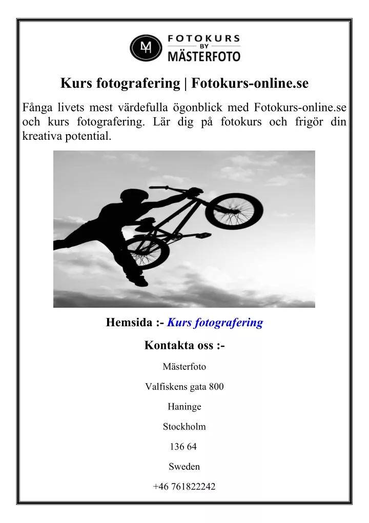 kurs fotografering fotokurs online se