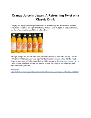 Orange Juice in Japan_ A Refreshing Twist on a Classic Drink