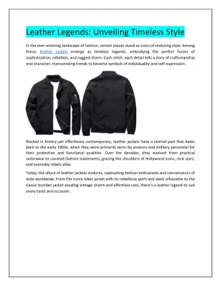 leather legends unveiling timeless style
