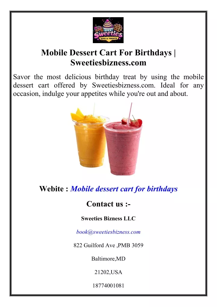 mobile dessert cart for birthdays sweetiesbizness