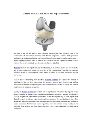 Alumina Ceramic for Knee and Hip Prostheses