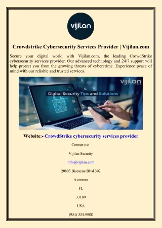Crowdstrike Cybersecurity Services Provider | Vijilan.com