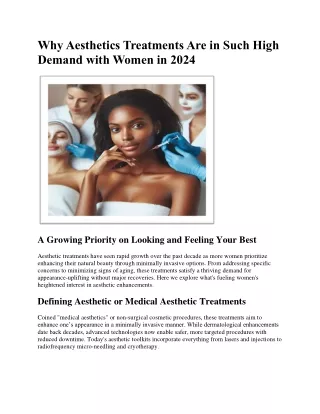 Why Aesthetics Treatments Are in Such High Demand with Women in 2024