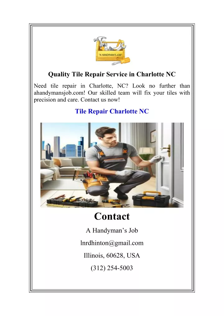 quality tile repair service in charlotte nc