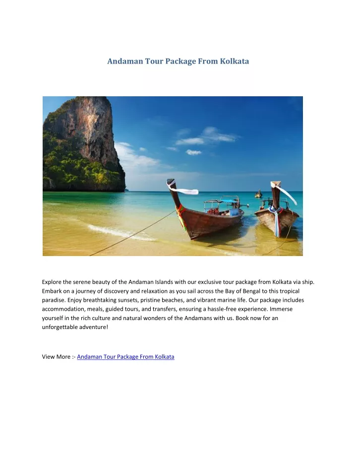 andaman tour package from kolkata