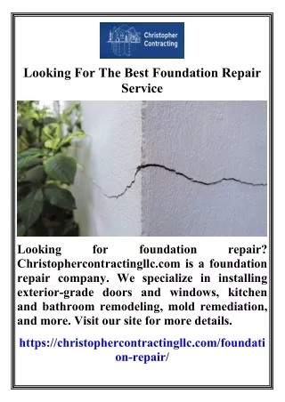 Looking For The Best Foundation Repair Service