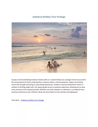 Andaman Holiday Tour