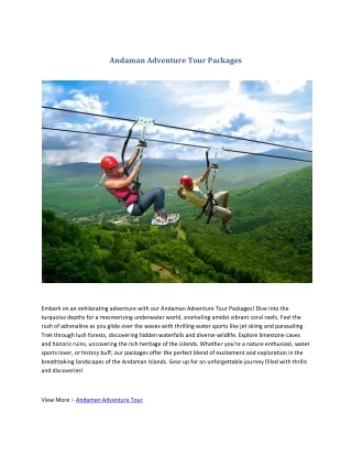 Andaman Adventure Tour