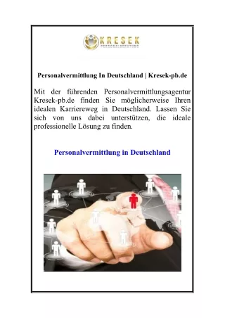 Personalvermittlung In Deutschland | Kresek-pb.de
