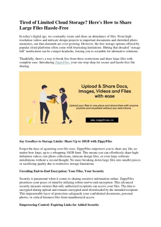 Tired of Limited Cloud Storage? Here's How to Share Large FilesHassle-Free.