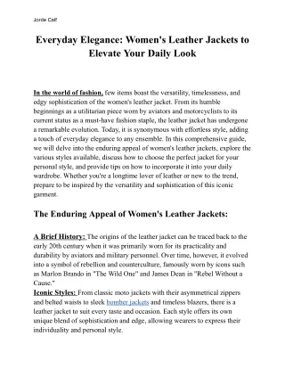 Everyday Elegance_ Women's Leather Jackets to Elevate Your Daily Look