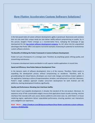 How Flutter Accelerates Custom Software Solutions?