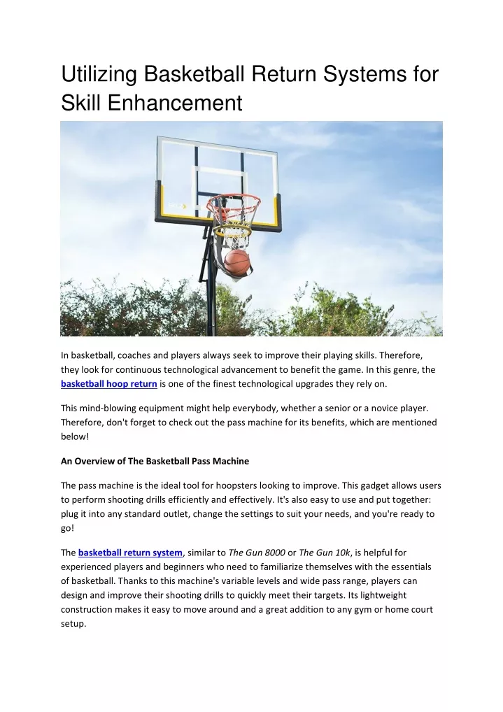utilizing basketball return systems for skill