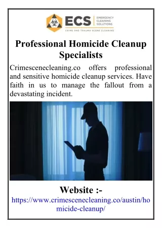 Professional Homicide Cleanup Specialists