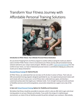 Transform Your Fitness Journey with Affordable Personal Training Solutions