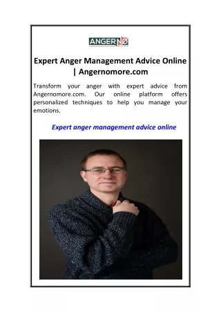 Expert Anger Management Advice Online  Angernomore.com
