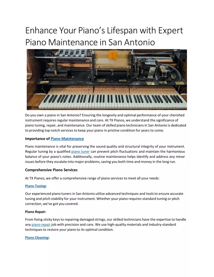 enhance your piano s lifespan with expert piano maintenance in san antonio