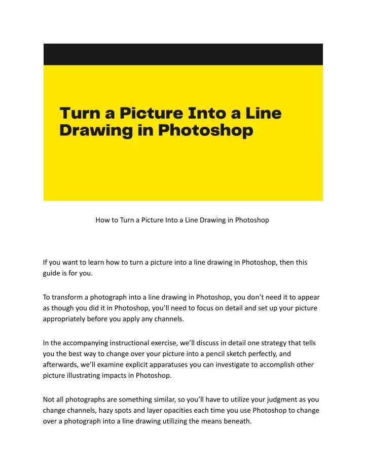 how to turn a picture into a line drawing