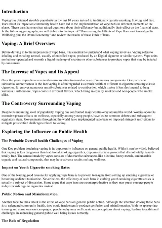Checking out the Effect of Vape Bans on General public Health and fitness and th