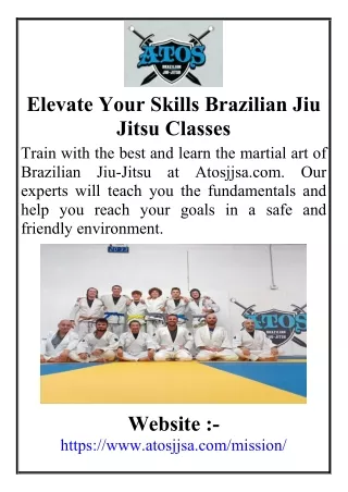 Elevate Your Skills Brazilian Jiu Jitsu Classes