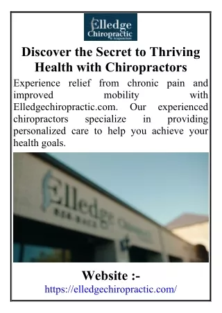 Discover the Secret to Thriving Health with Chiropractors