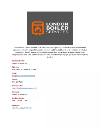 London boiler service