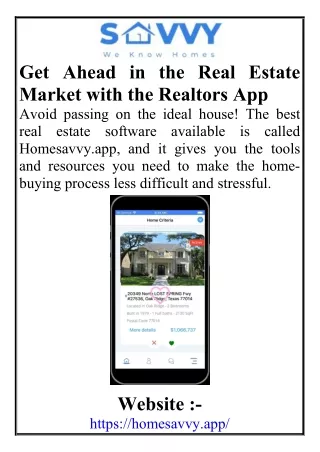 Get Ahead in the Real Estate Market with the Realtors App