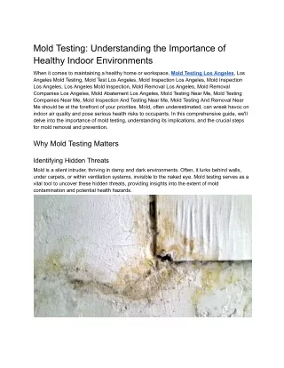 Mold Testing Los Angeles