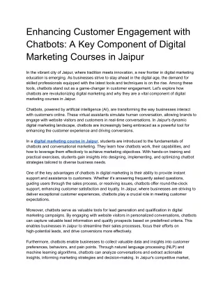 Enhancing Customer Engagement with Chatbots_ A Key Component of Digital Marketing Courses in Jaipur